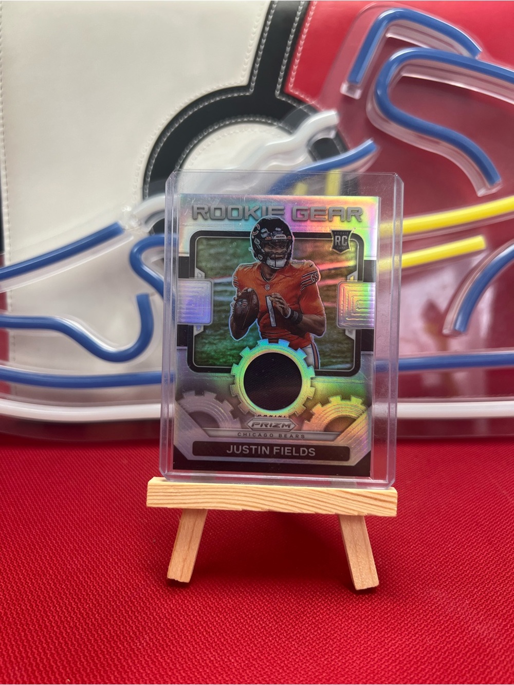 Panini Justin Fields RC Rookie Gear Silver Prizm with game worn Memorabilia